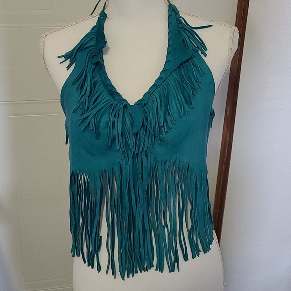 Custom Tops - HALTER TOP -- Vintage handmade doe skin